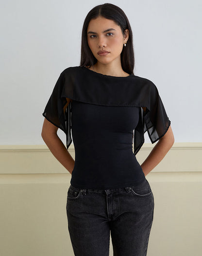 Cirata Top in Rayon Jersey Chiffon Black
