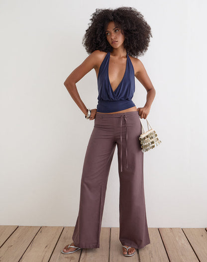 Cisaw Trouser in Linen Deep Taupe Brown