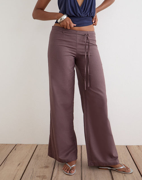 Cisaw Trouser in Linen Deep Taupe Brown