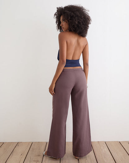 Cisaw Trouser in Linen Deep Taupe Brown