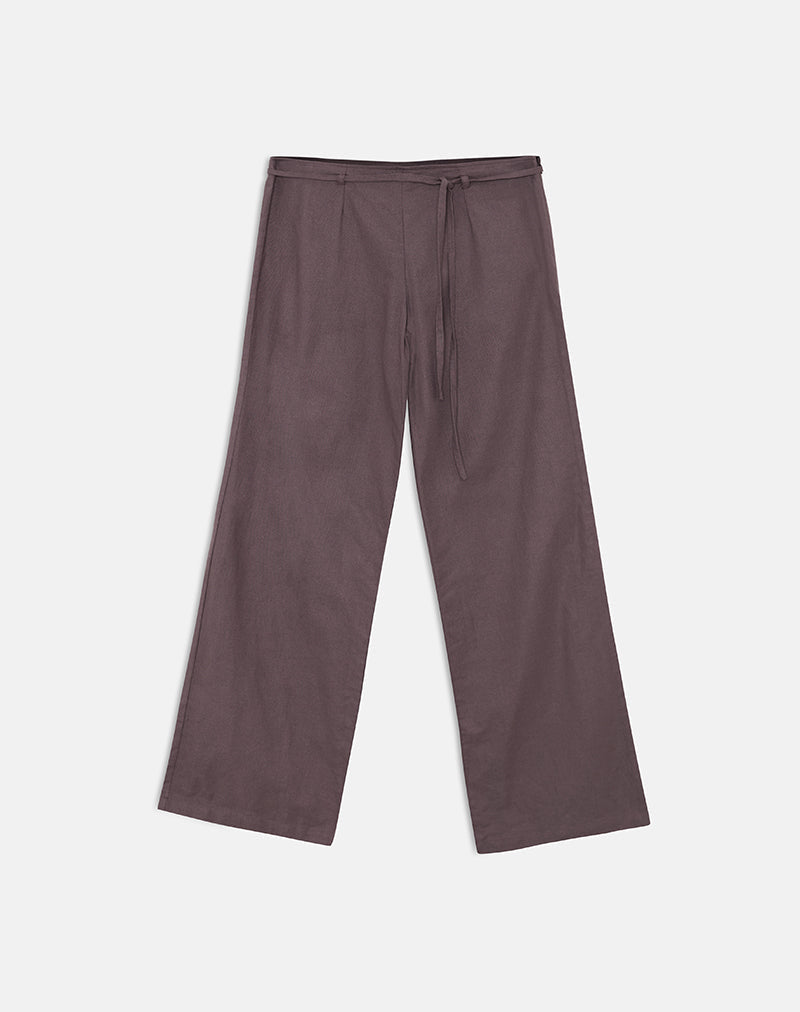 Cisaw Trouser in Linen Deep Taupe Brown