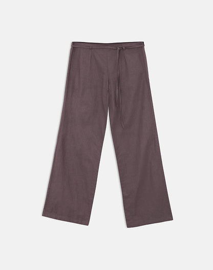 Cisaw Trouser in Linen Deep Taupe Brown