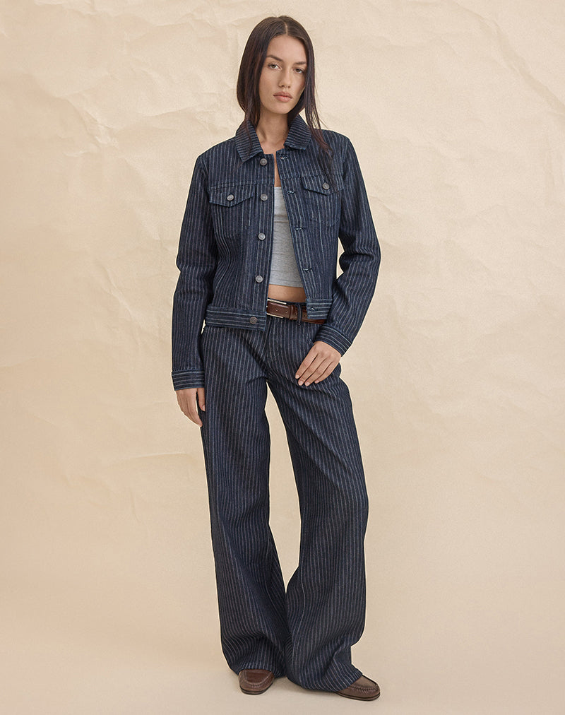 Classic Denim Jacket in Stripe Indigo