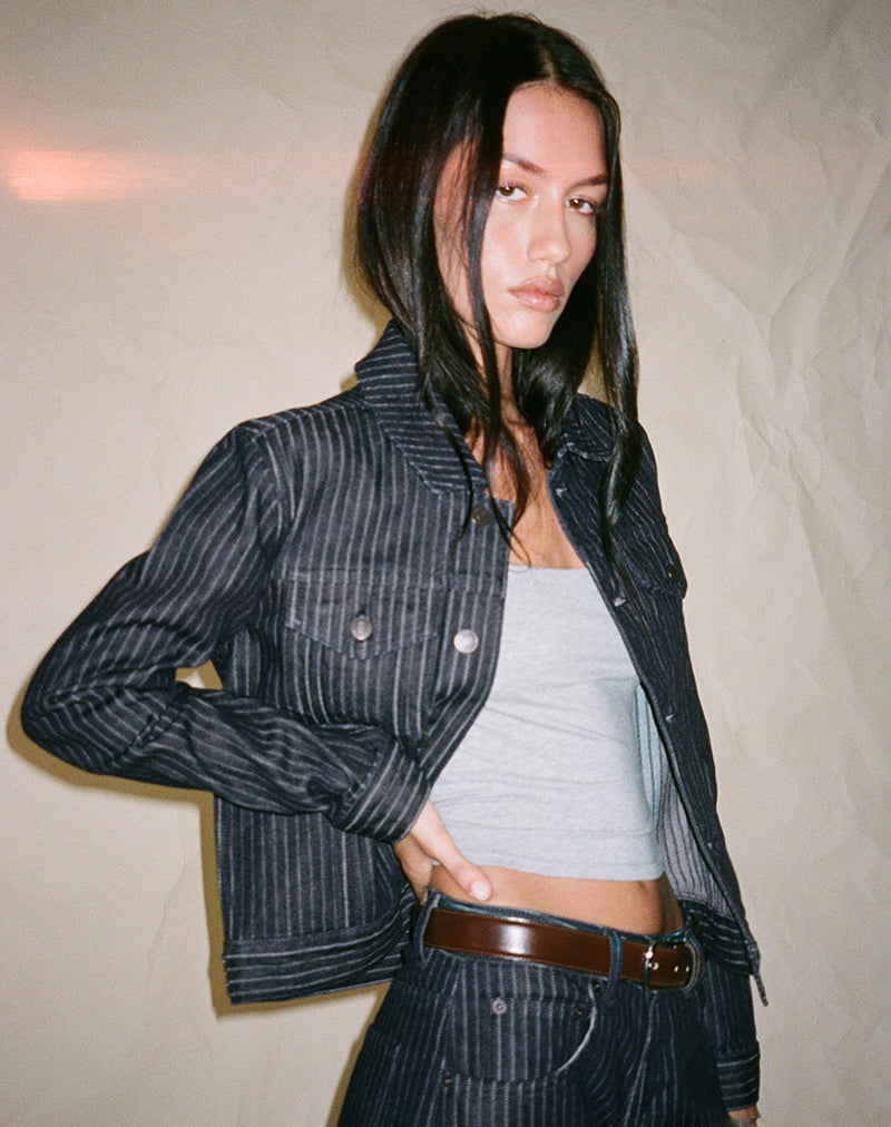 Classic Denim Jacket in Stripe Indigo