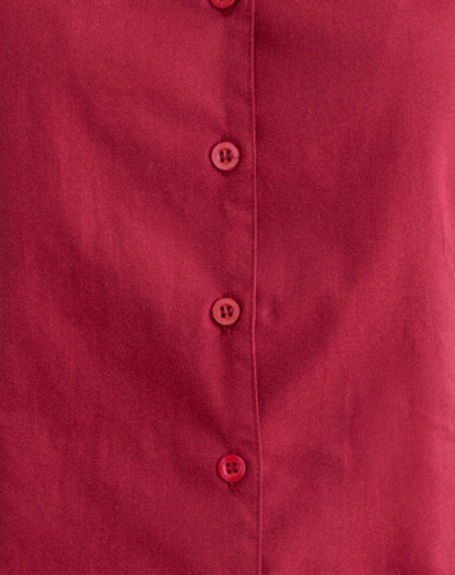 Cloma Fitted Blouse with Puff Sleeves in Adrenaline Red