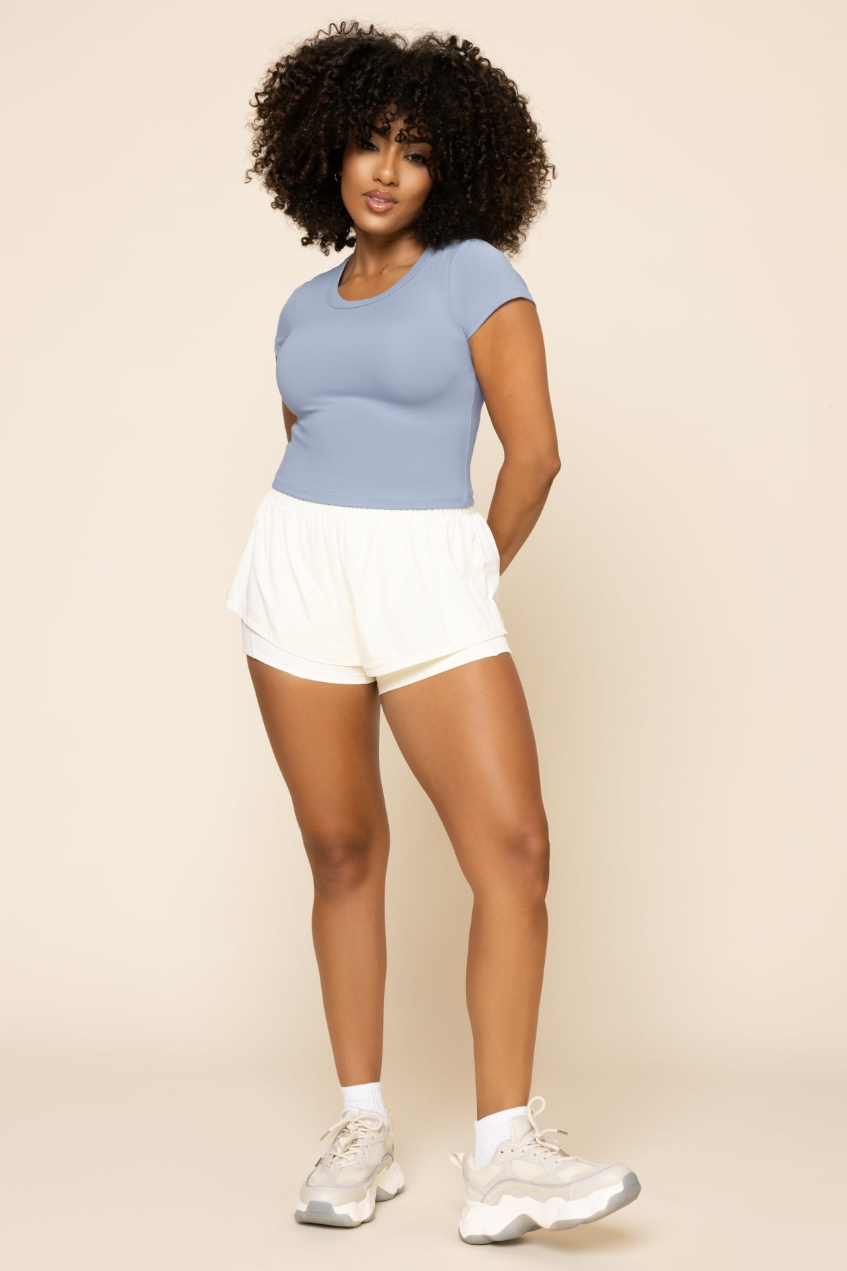 Call Me Baby Tee (Cropped) - Blue Storm