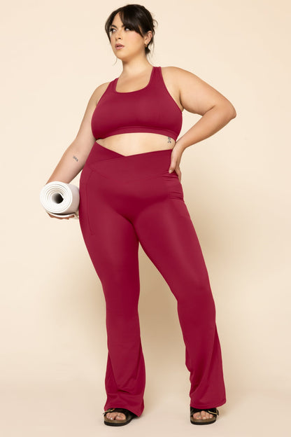 Crisscross Hourglass® Flared Legging with Pockets - Ruby