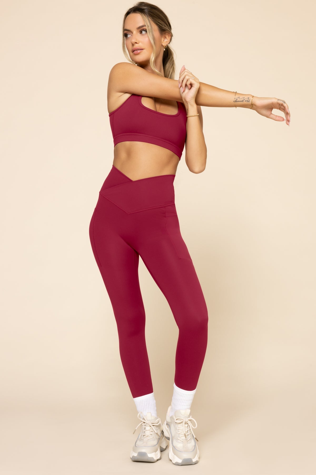 Crisscross Hourglass® Legging with Pockets - Ruby