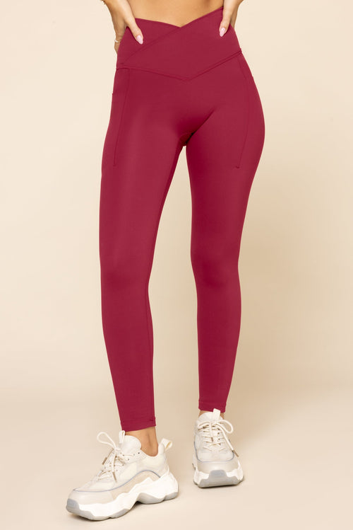 Crisscross Hourglass® Legging with Pockets - Ruby