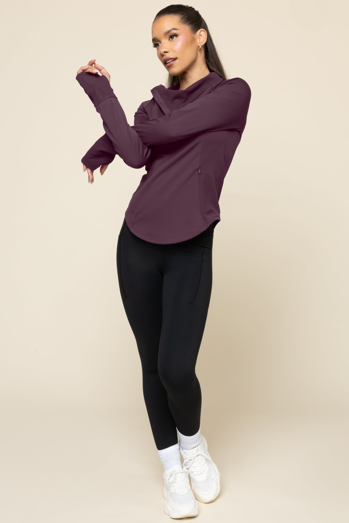 Chasing Pavements Mockneck Pullover - Aubergine