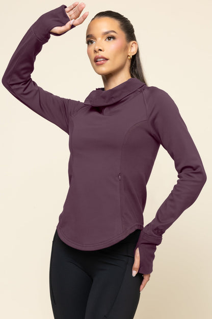 Chasing Pavements Mockneck Pullover - Aubergine