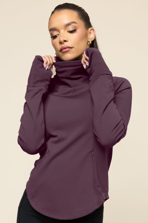 Chasing Pavements Mockneck Pullover - Aubergine