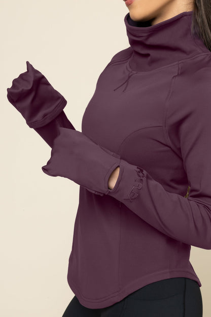 Chasing Pavements Mockneck Pullover - Aubergine
