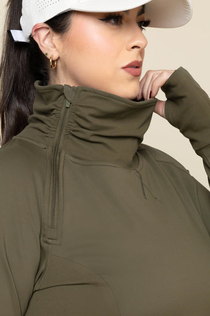Chasing Pavements Mockneck Pullover - Grasshopper