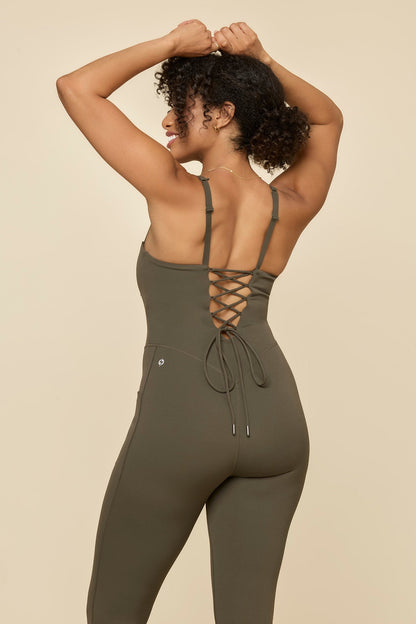 Cinch Up Flare Jumpsuit - Toasted Olive