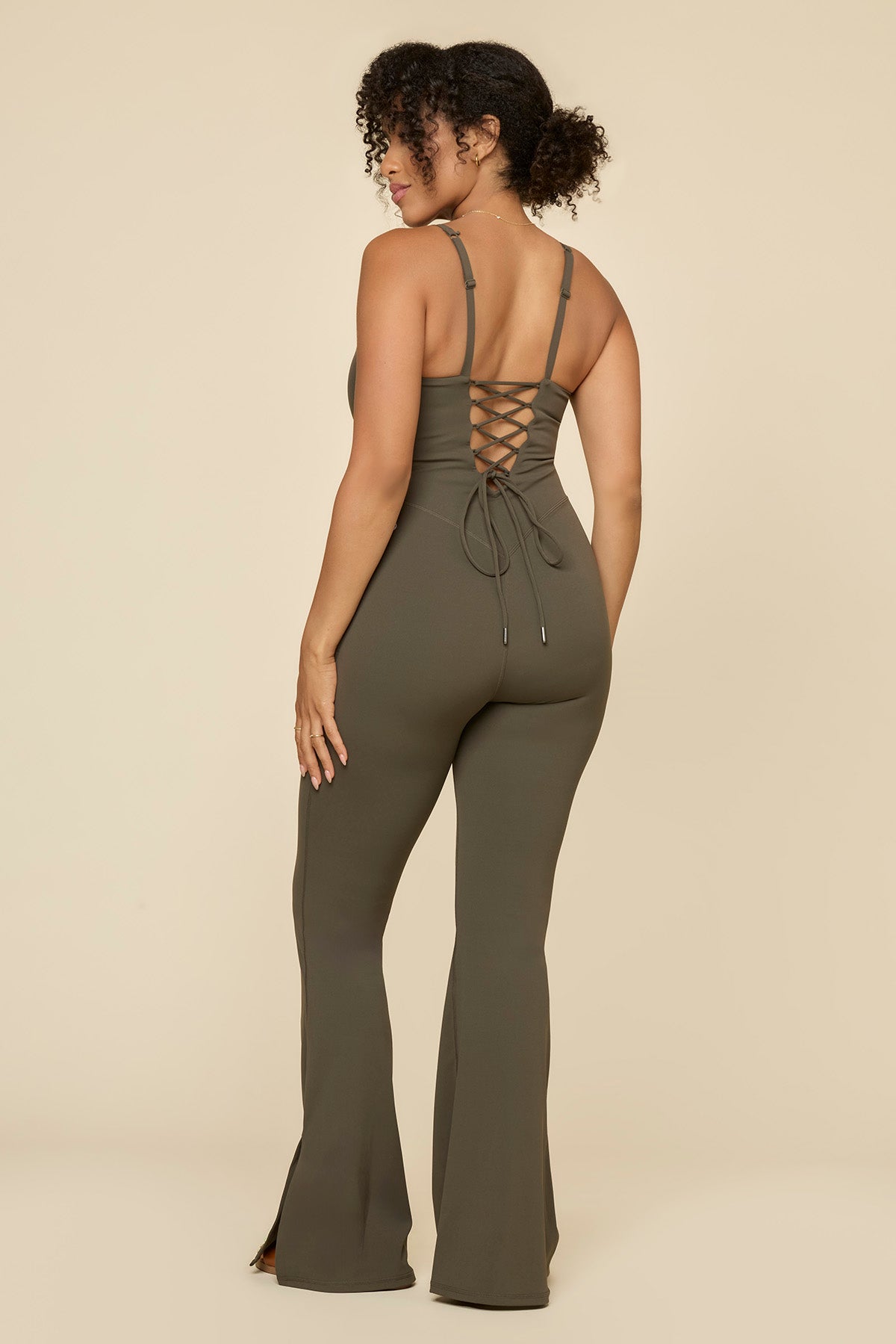 Cinch Up Flare Jumpsuit - Toasted Olive