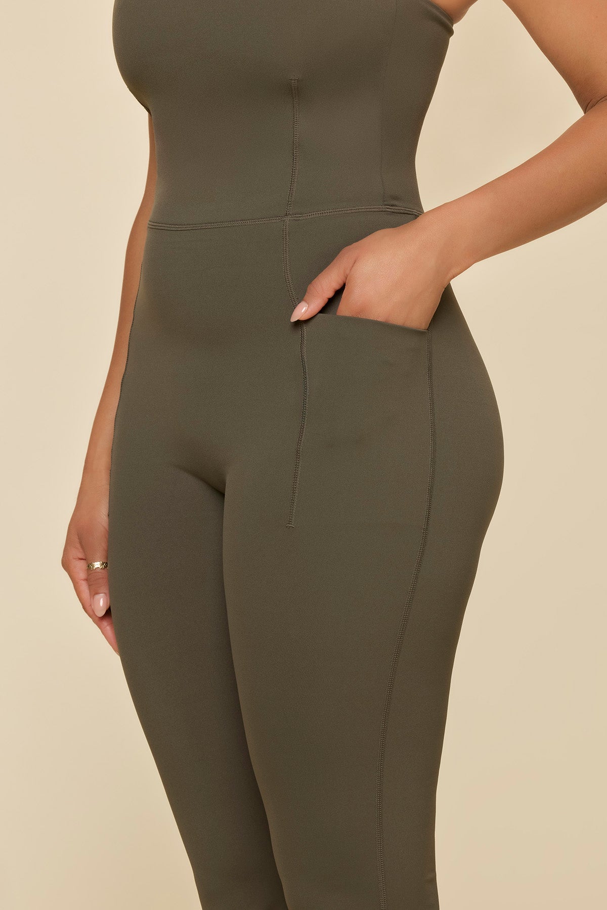 Cinch Up Flare Jumpsuit - Toasted Olive