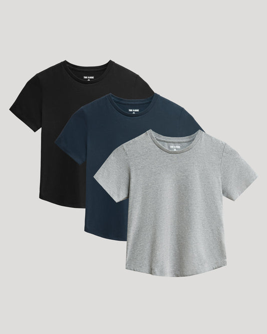 Boys' Classic Curved Hem Crew Neck 3-Pack