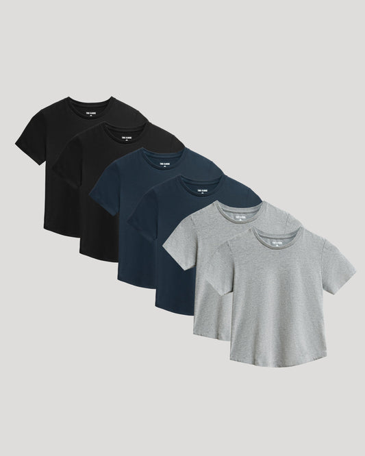 Boys' Classic Curved Hem Crew Neck 6-Pack