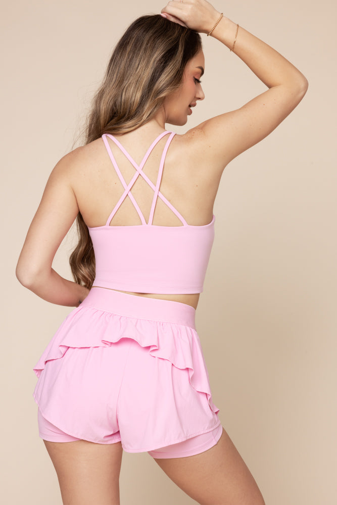 Cleo Corset Crop Bralette - Bubblegum