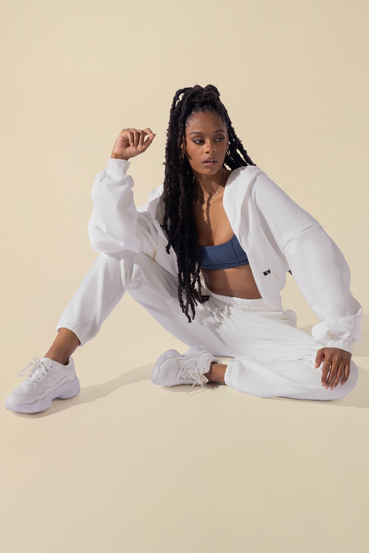 Cloud Rollover Sweatpant - White