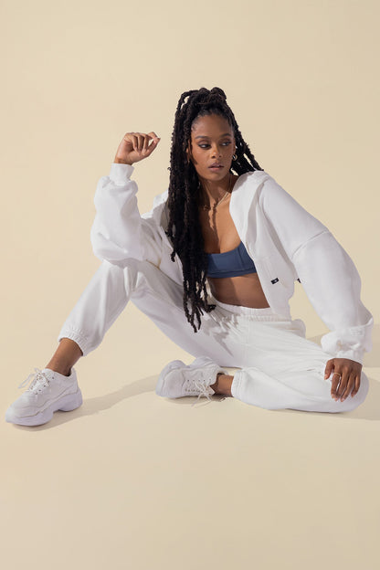 Cloud Rollover Sweatpant - White