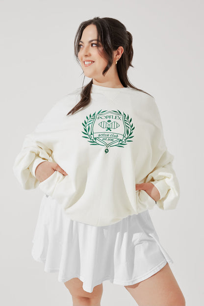 POPFLEX® Active Club Cloud Crewneck Sweater - Cream