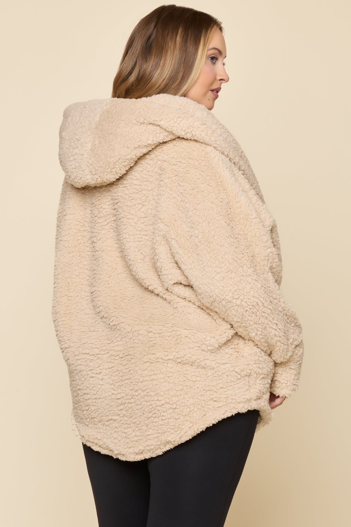 Faux Sherpa Cocoon Coat - Taupe