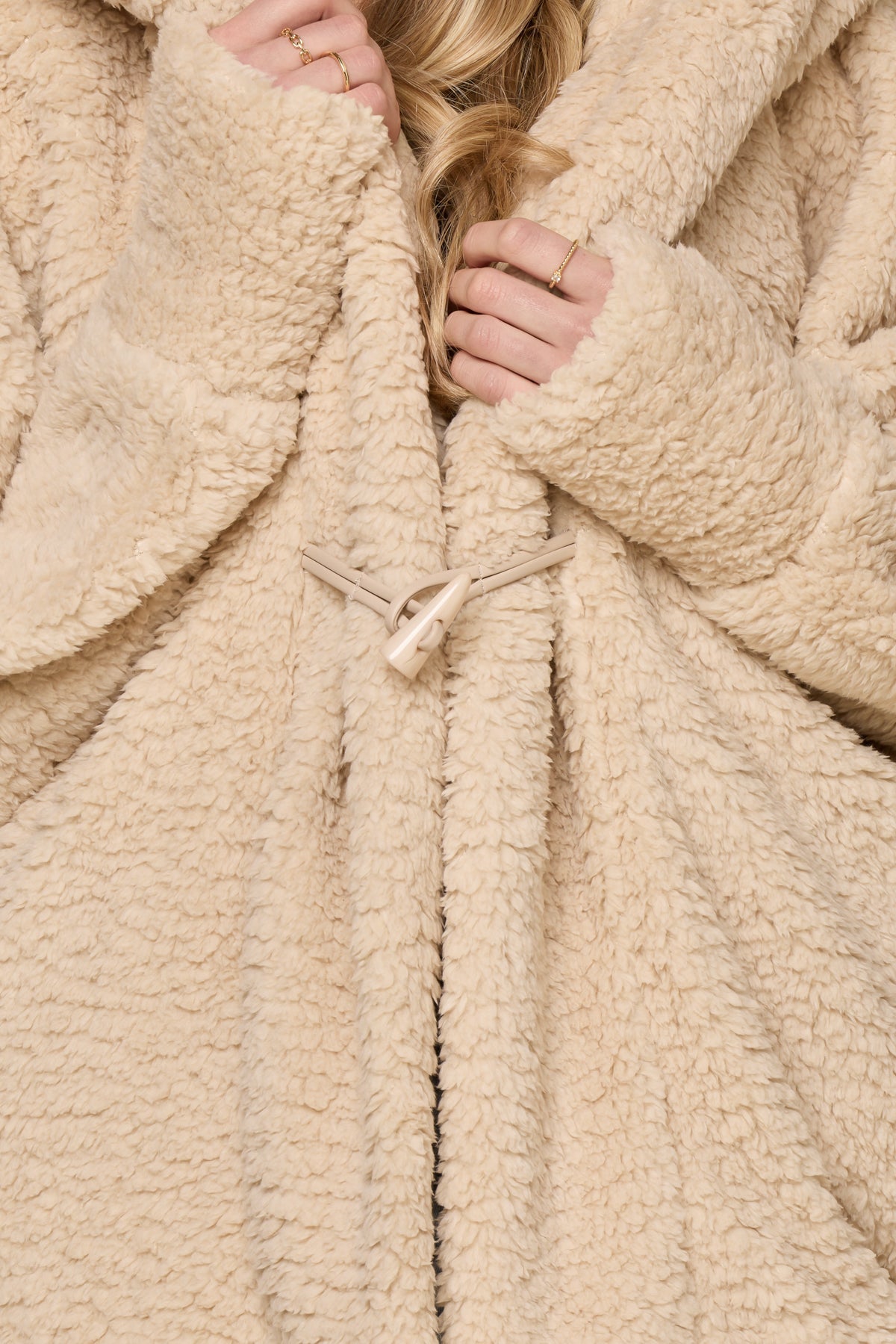 Faux Sherpa Cocoon Coat - Taupe