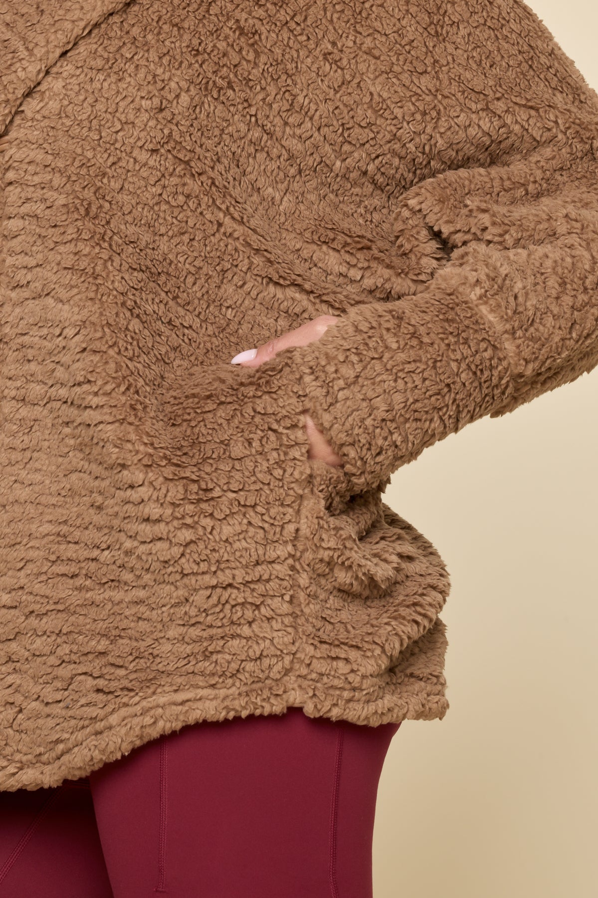 Faux Sherpa Cocoon Coat - Teddy Bear Brown