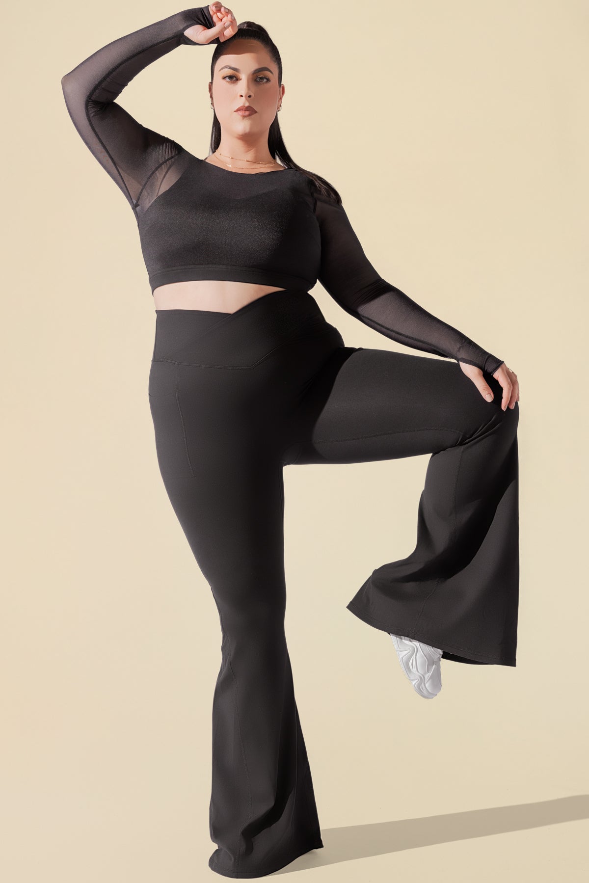 Coquette Long Sleeve Mesh Bra - Black