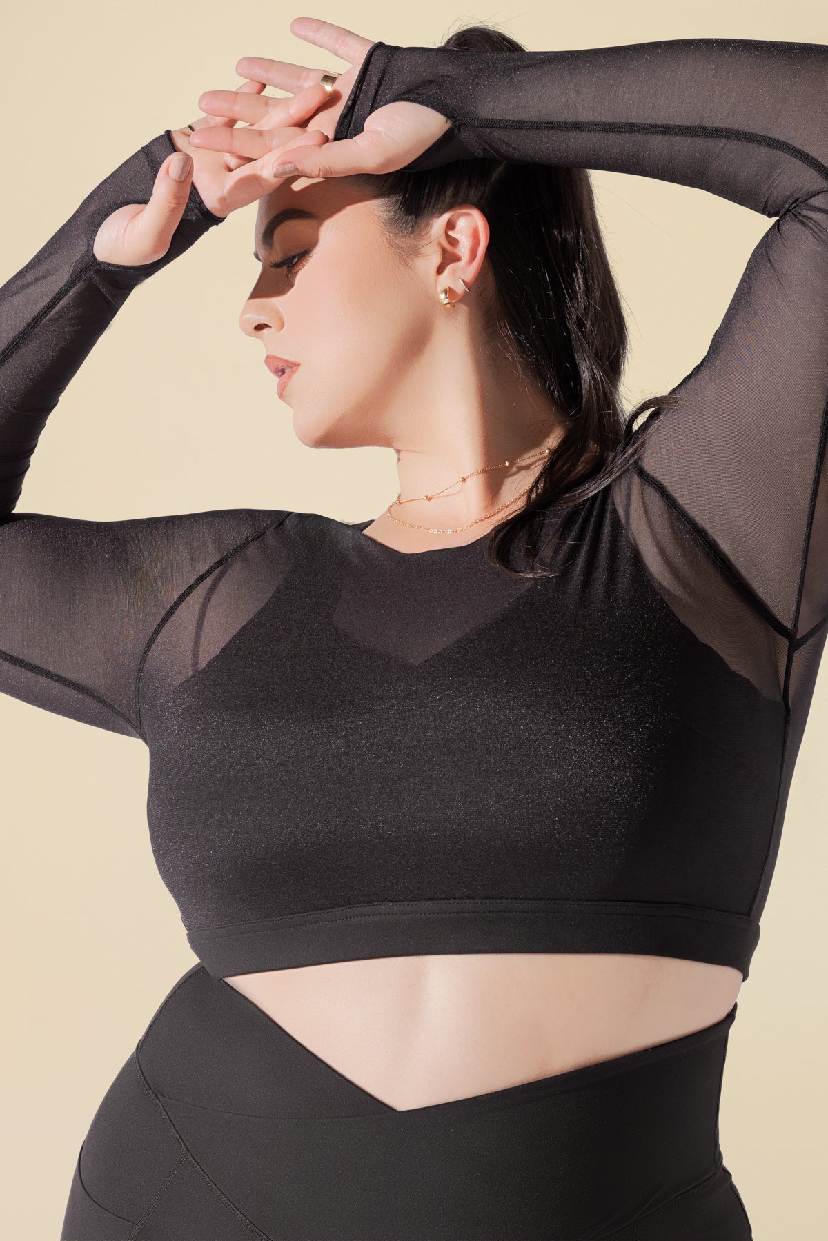 Coquette Long Sleeve Mesh Bra - Black