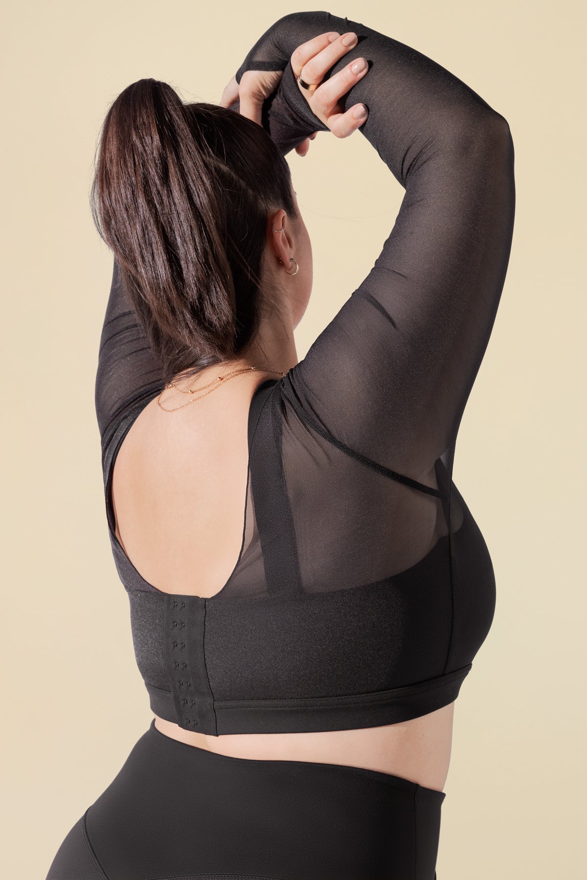 Coquette Long Sleeve Mesh Bra - Black