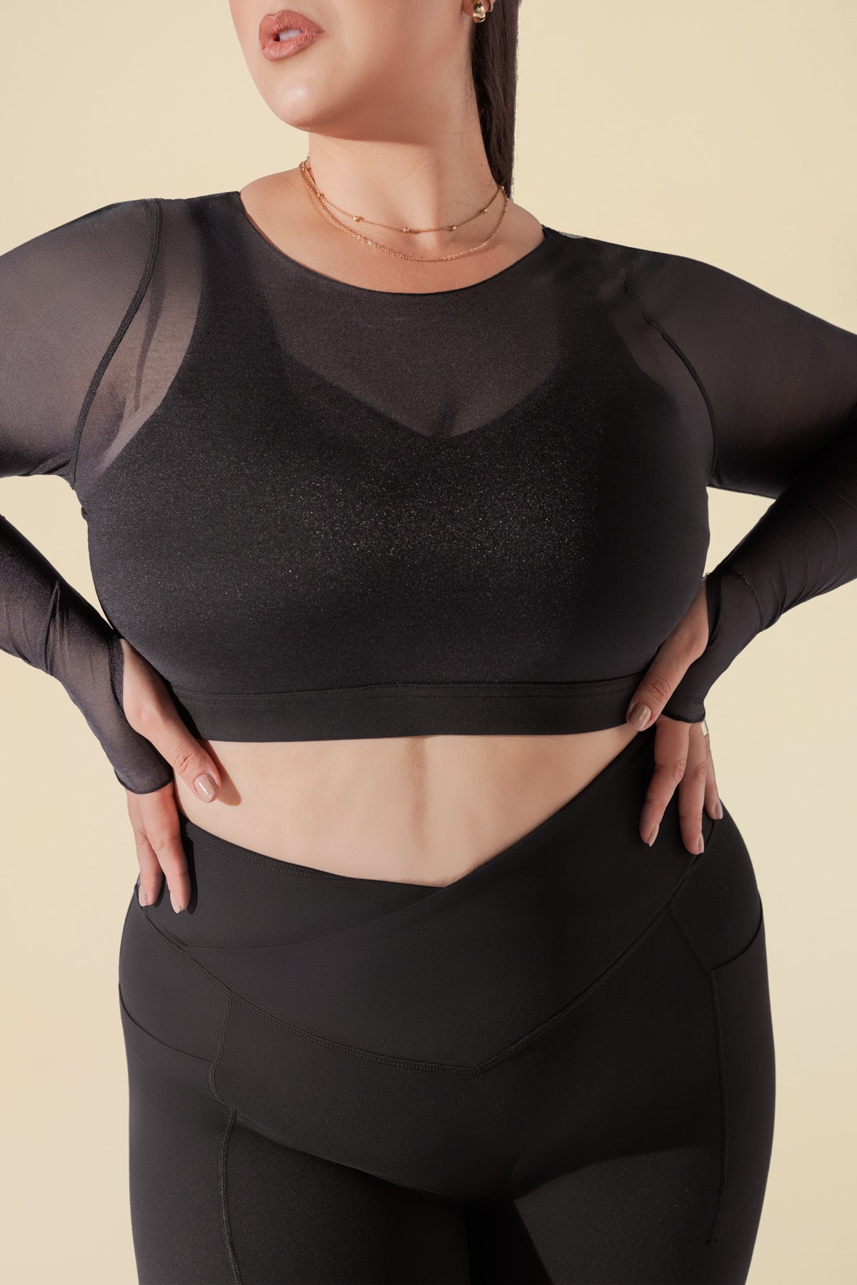 Coquette Long Sleeve Mesh Bra - Black