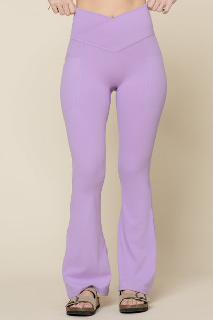 Crisscross Hourglass® Flared Legging with Pockets - Mystic Purple