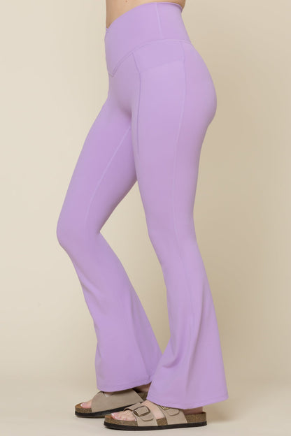 Crisscross Hourglass® Flared Legging with Pockets - Mystic Purple