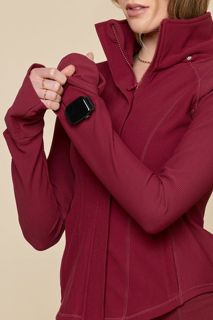 Corset Zip Jacket - Crimson