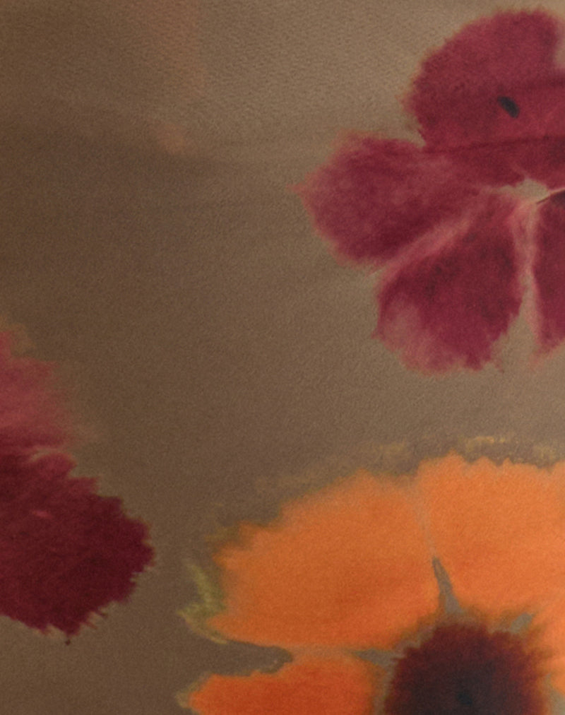 Arpi Square Scarf in Chiffon Petals Script Olive