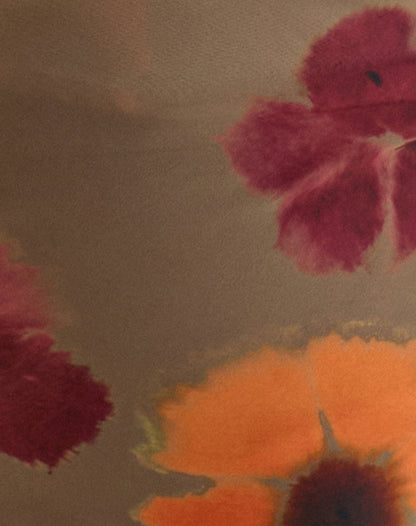 Arpi Square Scarf in Chiffon Petals Script Olive