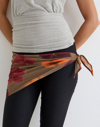 Arpi Square Scarf in Chiffon Petals Script Olive