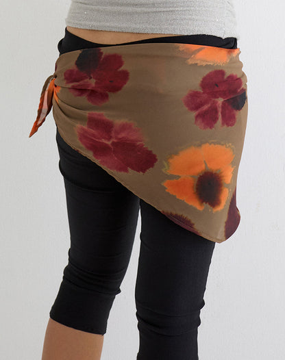 Arpi Square Scarf in Chiffon Petals Script Olive