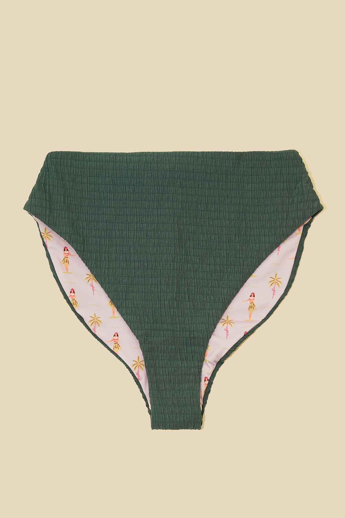 High Tide Reversible Cheeky Bikini Bottom - Green Lagoon Dilly