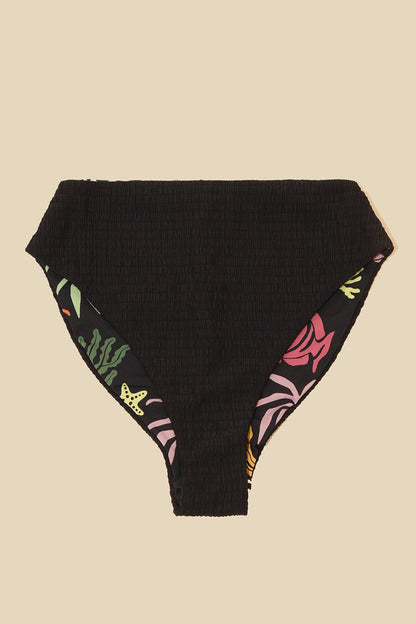 High Tide Reversible Cheeky Bikini Bottom - Black Dilly