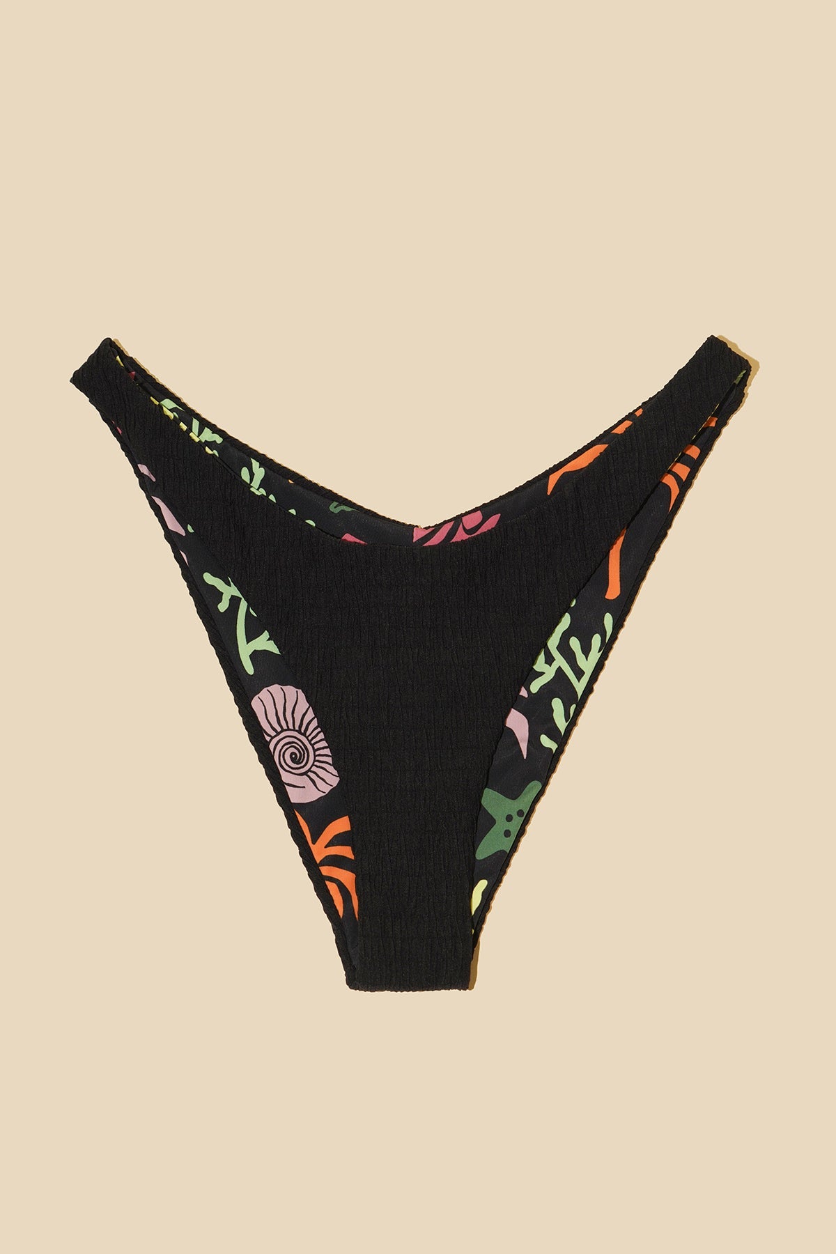 Seascape Reversible Bikini Bottom - Black Dilly