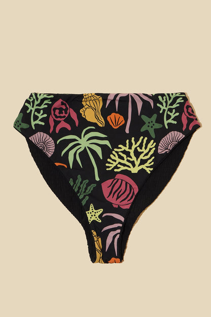 High Tide Reversible Cheeky Bikini Bottom - Black Dilly