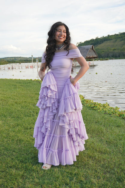 Off the Shoulder Tiered Gown by TransformationsbyTracy - Pattern Only