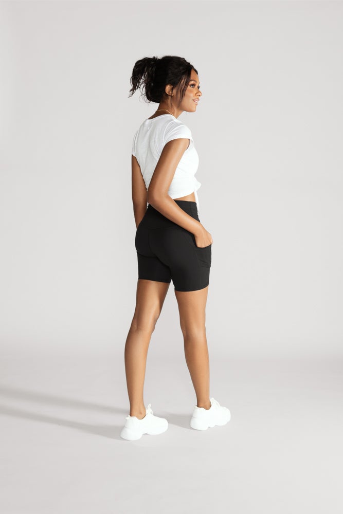 Crisscross Hourglass® Biker Short with Pockets - Black