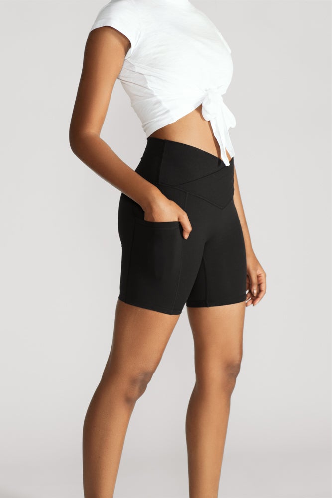 Crisscross Hourglass® Biker Short with Pockets - Black