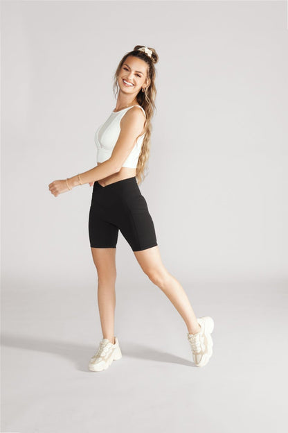 Crisscross Hourglass® Biker Short with Pockets - Black