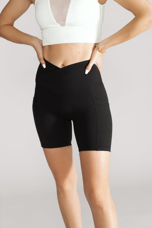 Crisscross Hourglass® Biker Short with Pockets - Black